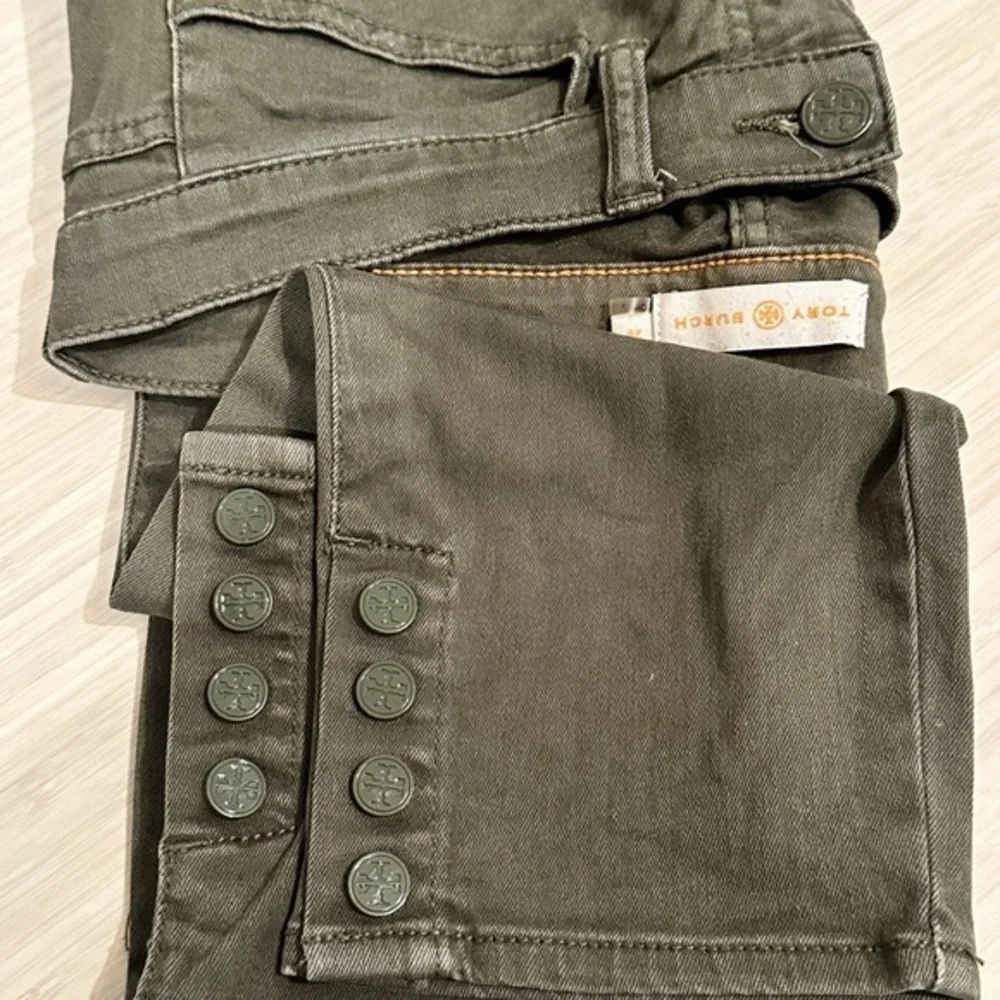 Tory Burch Green Mid-Rise Skinny‎ Leg Jeans
